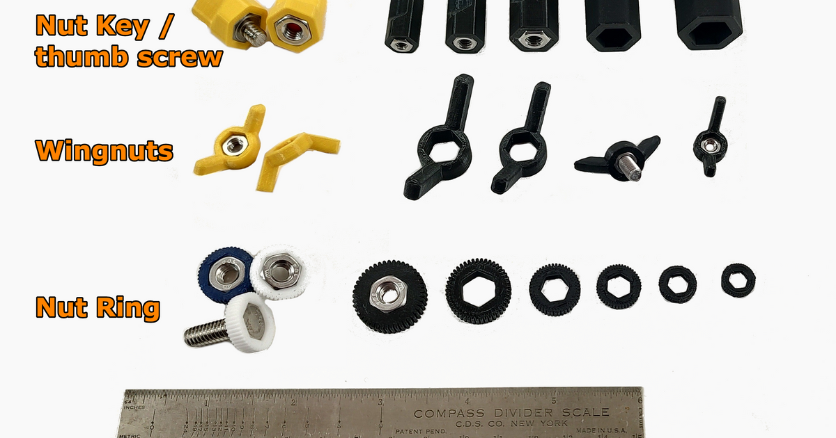 Nut and Bolt Adapters (wing nut, thumb screw, nut ring) Metric Sizes by