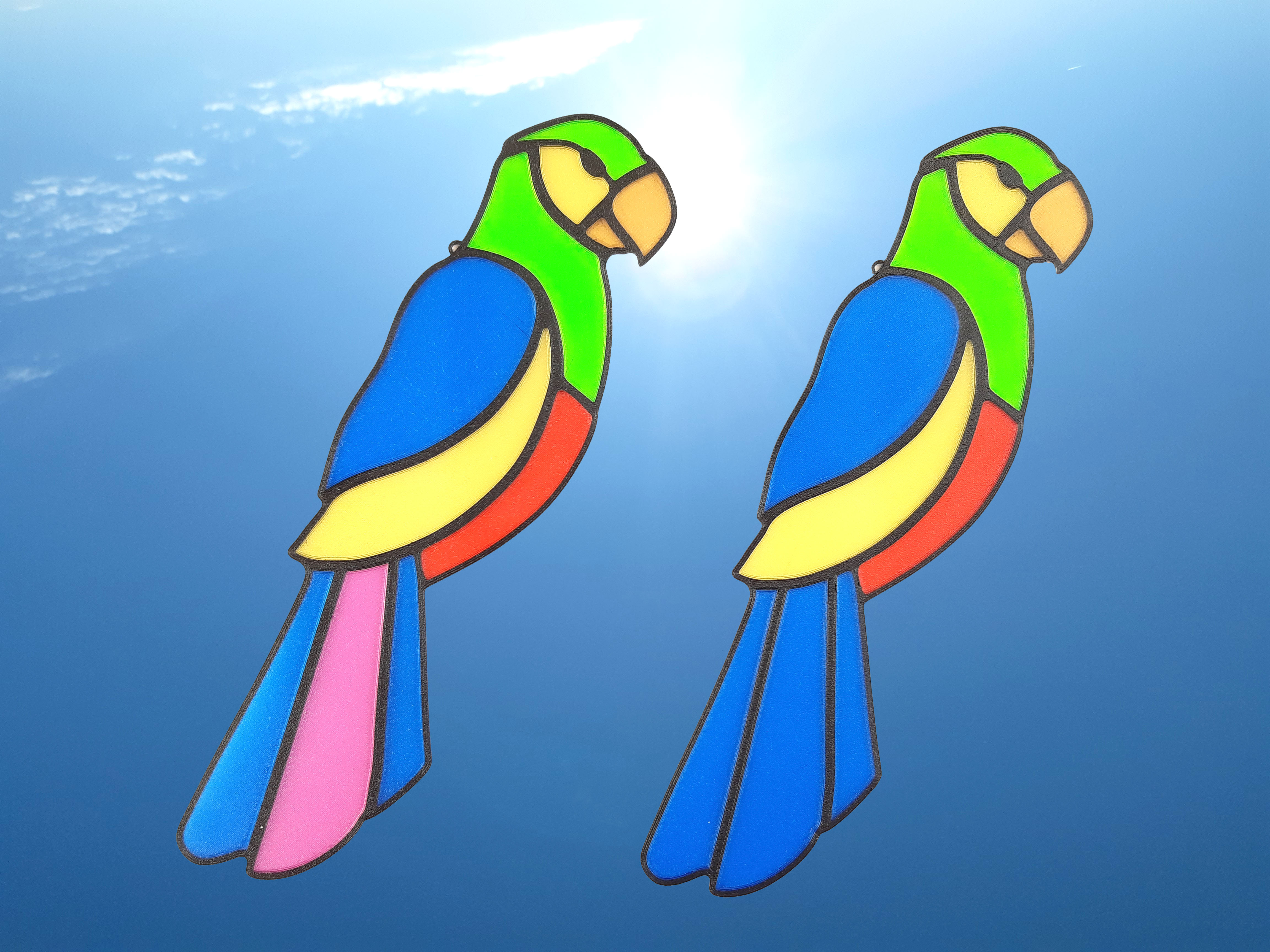 Window decoration parrot - 3D printed "stained glass"