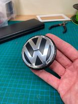 VW Alloy Wheel Centre Cap Satin Black High Chrome 65mm