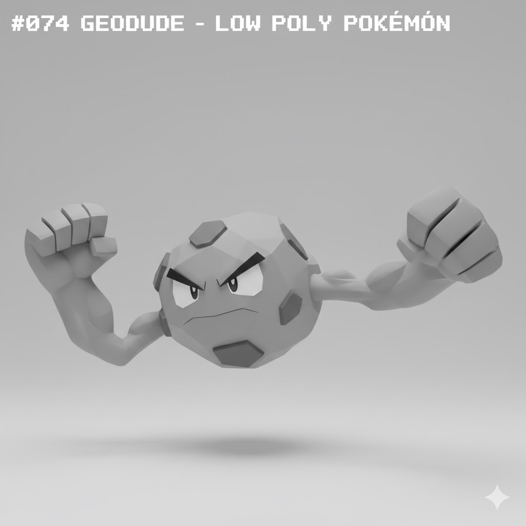 #074 Geodude – Low Poly Pokémon