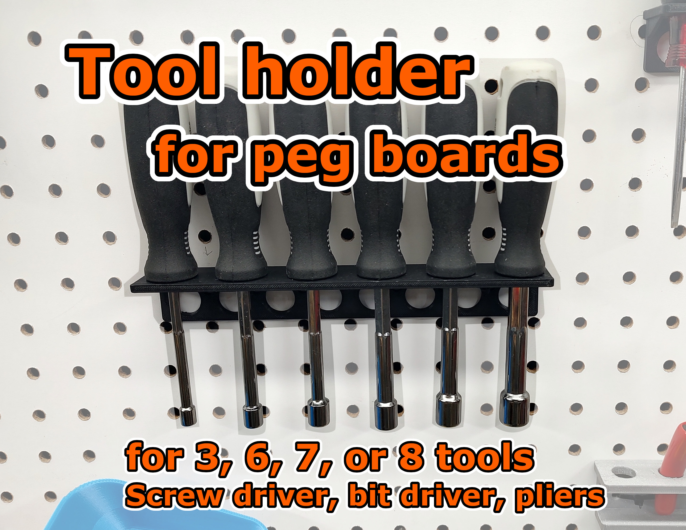 tool-holder-for-peg-boards-screw-driver-pliers-bit-drivers-3-6-7