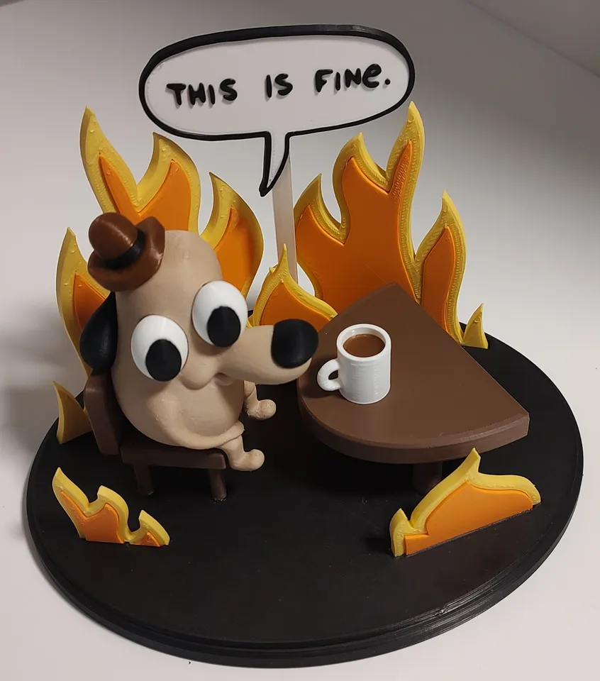 STL file THIS IS FINE !! meme ( DOG ON FIRE ) 🐕・3D print design to  download・Cults