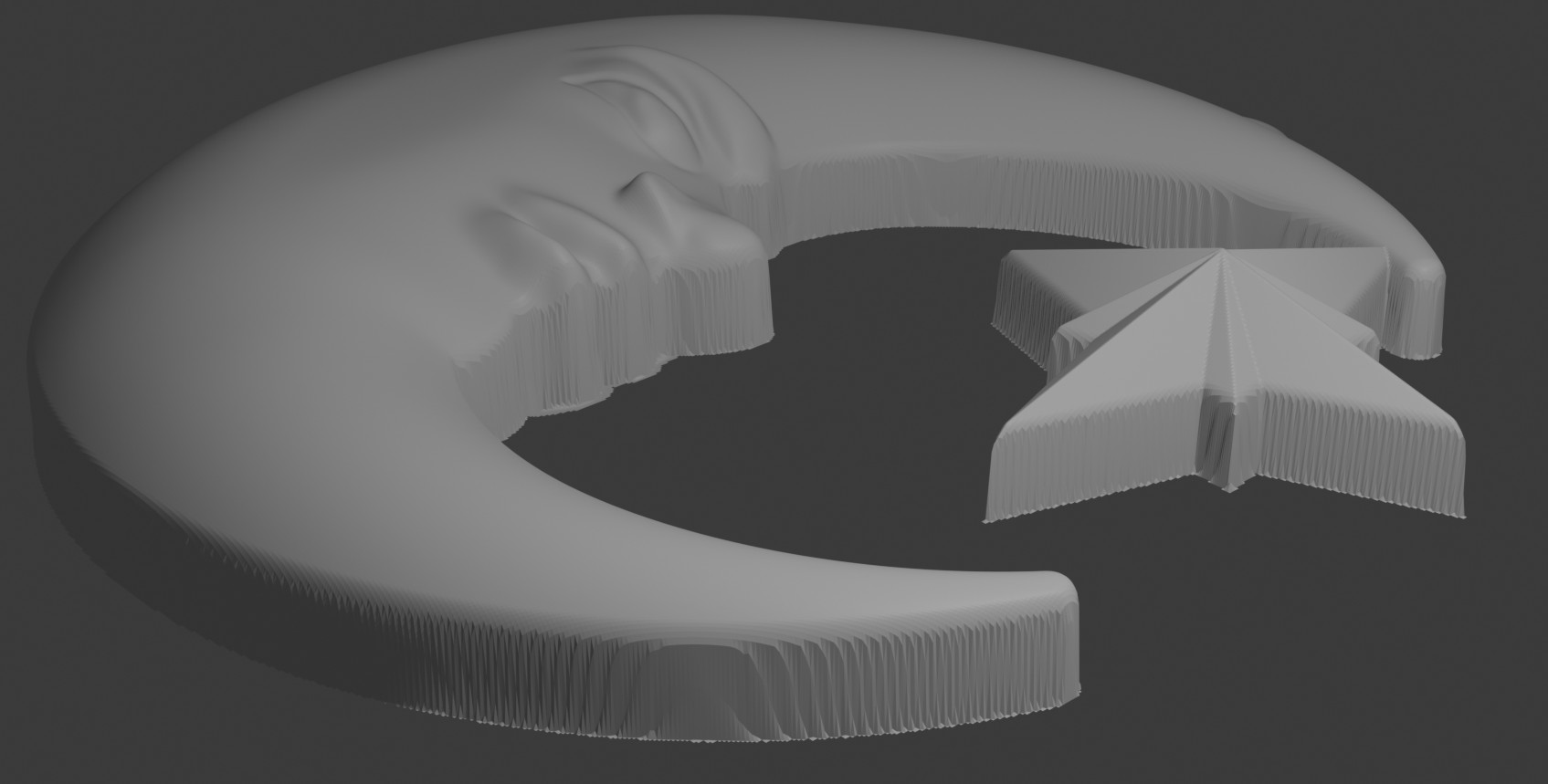 Modelo 3D de luna con rostro y estrella 3D model