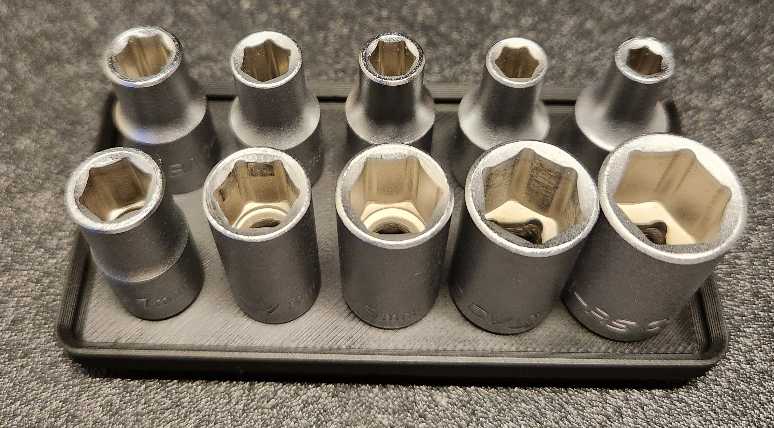 Gridfinity 1x2 small socket holder (1/4 inch square drive)