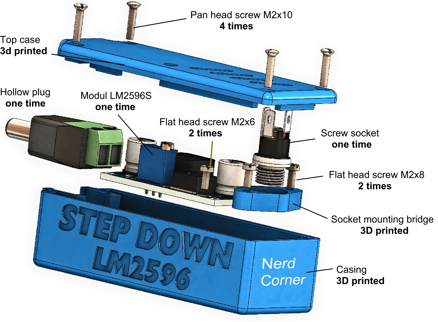 Case LM2596 short by NERDCORNER | Download free STL model | Printables.com