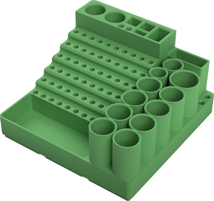 Precision Bit Holder and 3D Printer Tool Caddy 3x3 Gridfinity 42mm by