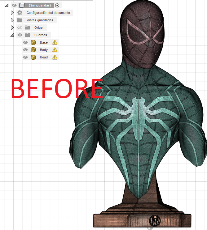 Spider-man bust (fixed) 3D model thumbnail