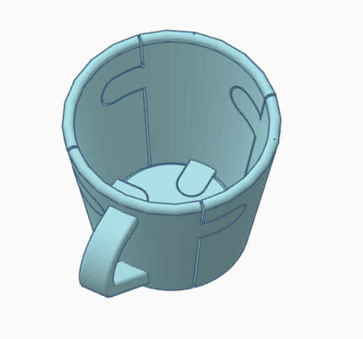 Flexible, aufklappbare Tasse