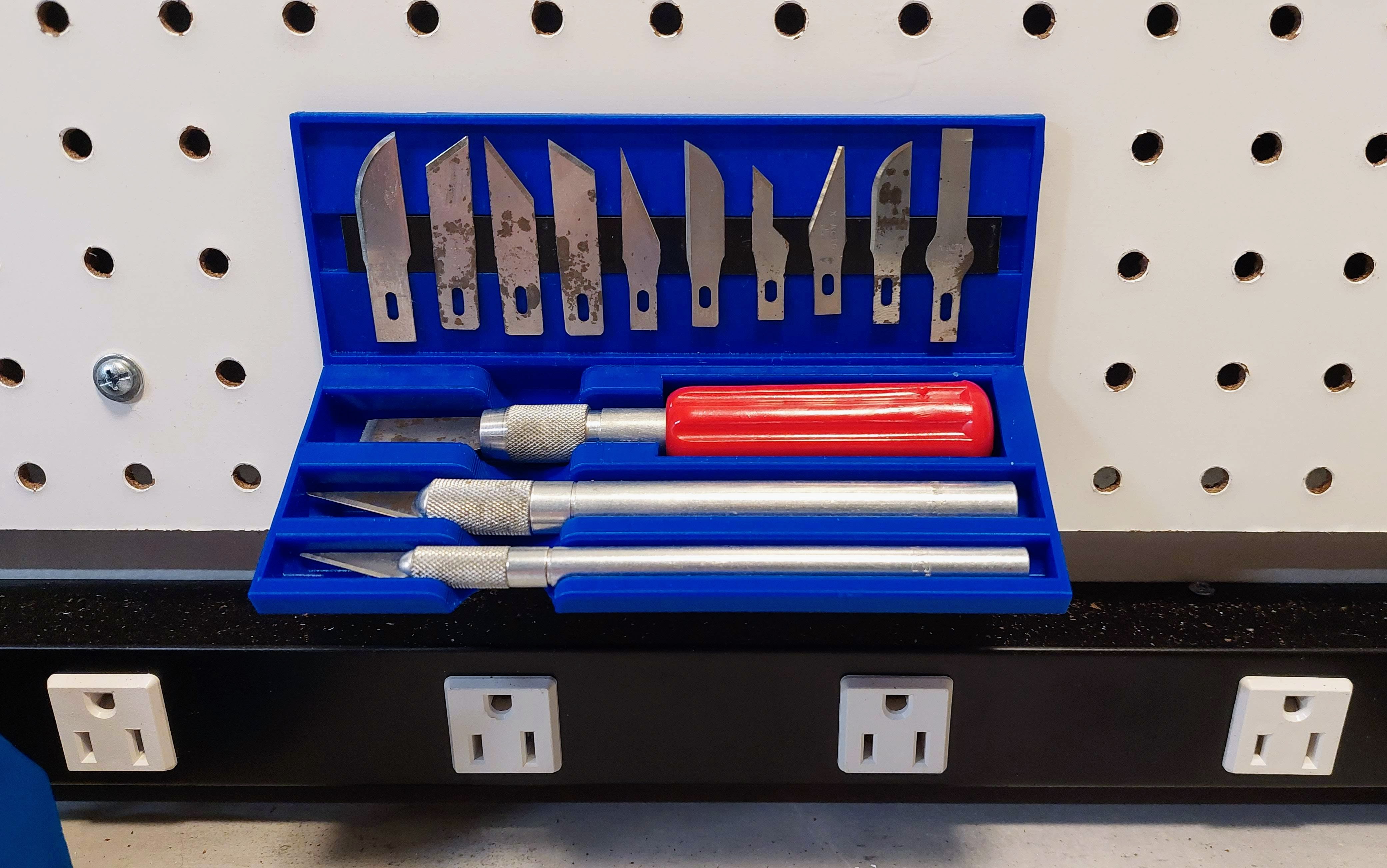 X-acto Knife Set Tray, with optional pegboard mounts by Blackcrow, Download free STL model