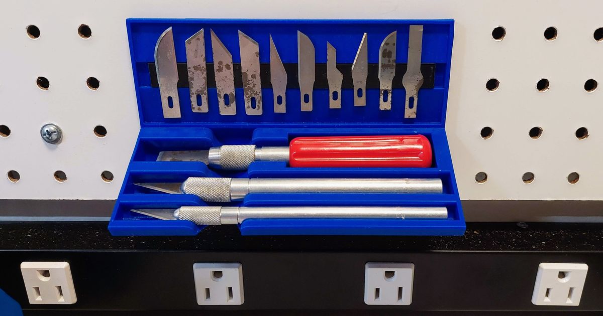 Xacto Knife Set Tray, with optional pegboard mounts by Blackcrow
