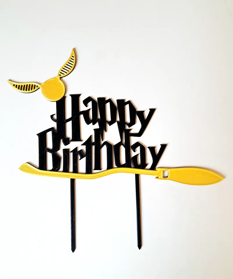 Birthday Cake Topper with Harry Potter Fonts 3D model 3D printable