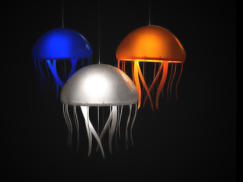 Jellyfish lamps with attachable tentacles