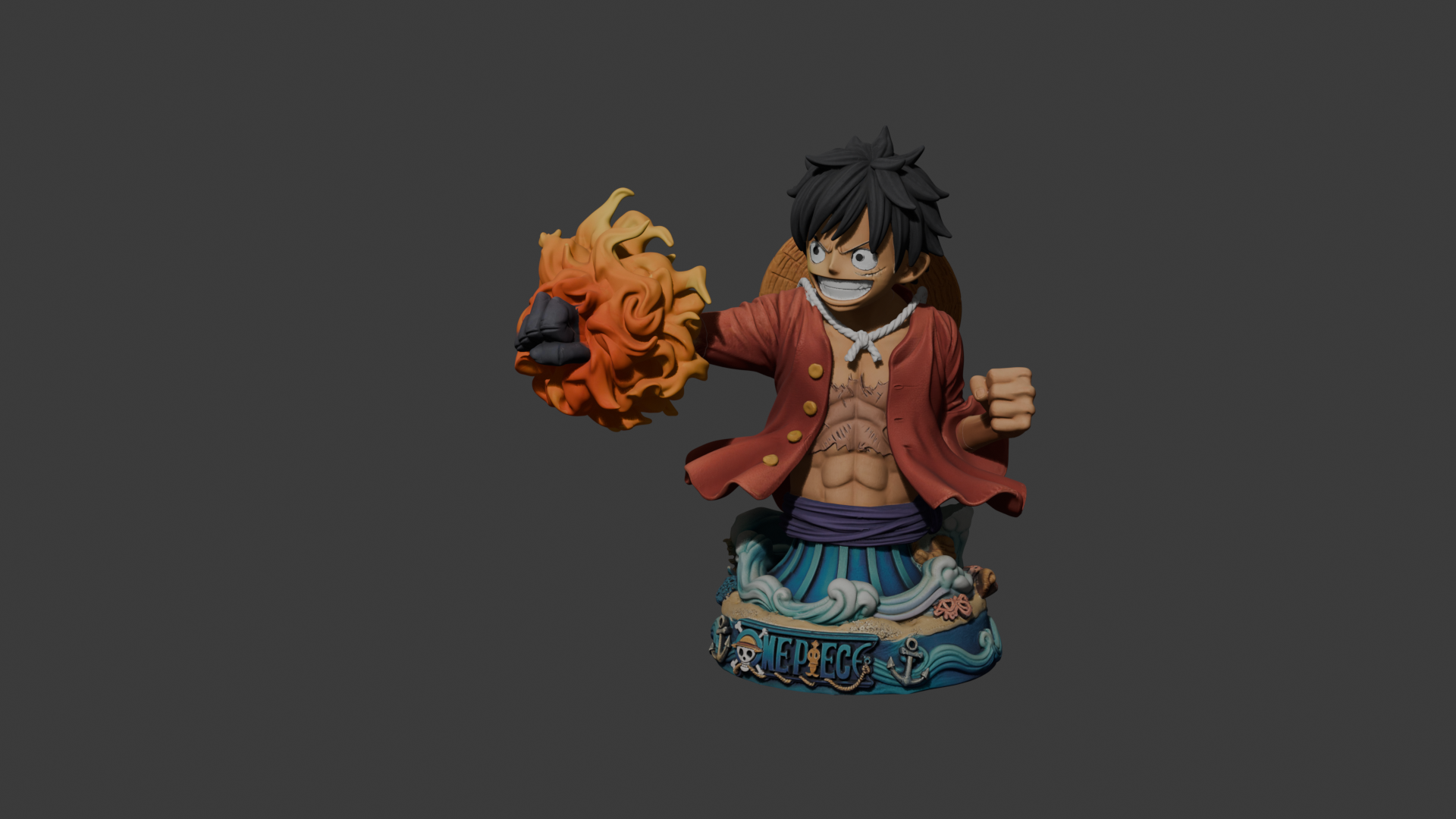 Monkey D. Luffy Bust STL – One Piece Captain Sculpture – High Detail Anime 3D Printable Model