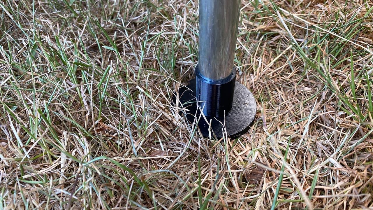 A simple foot for the kitchen legs of a Camp-Let tent trailer
