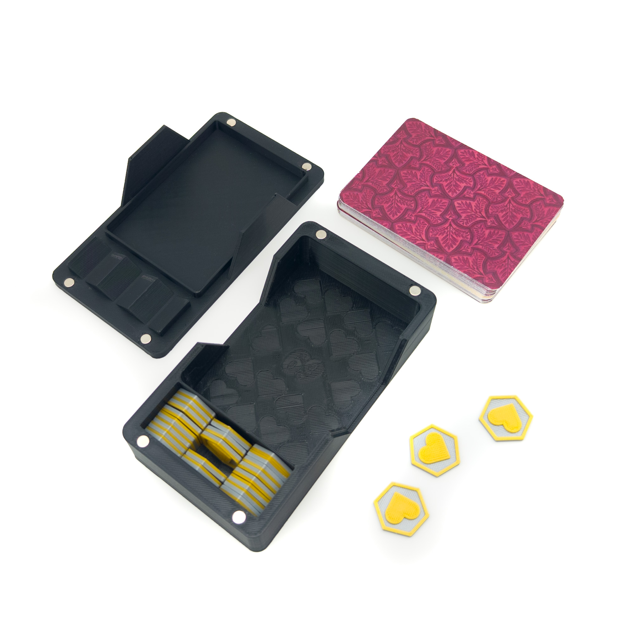 Magnetic Box with Coins Compartment for Playing Card Deck - Love Letter Card Game Custom Version