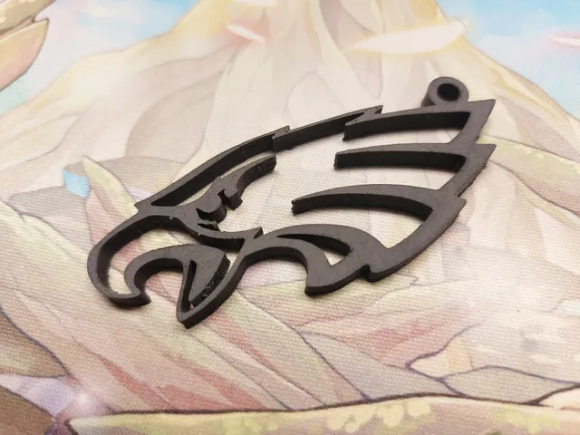 Simplified silhouette/line art Philadelphia Eagles keychain