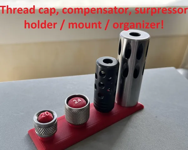 Modular holder / storage / organizer for rifle & pistol barrel thread caps / protectors, compensators, suppressors