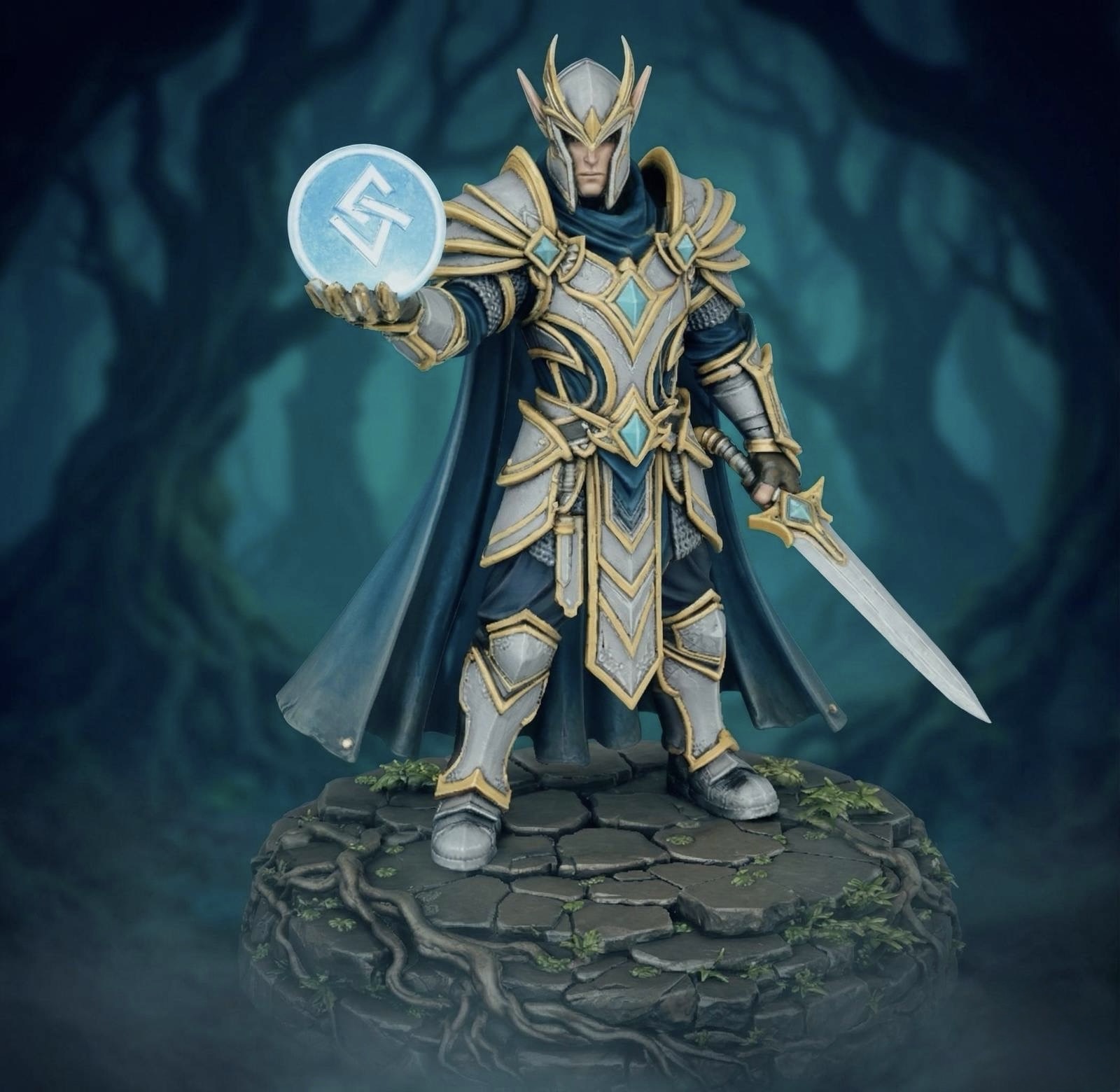 Vhorlath Realms - Elf - Moonveil Arcane Spellblade (Dark Fantasy 3D Printable Miniature STL)