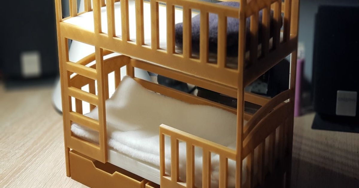 Bunk bed with two drawers, for dolls by Osfald | Download free STL ...