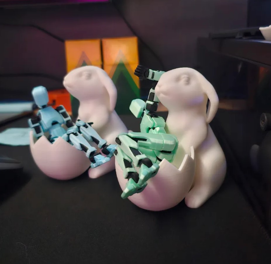 Easter Bunny with Egg No Support 3D model thumbnail
