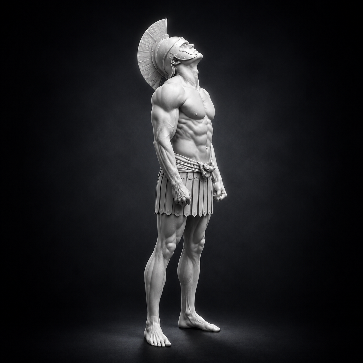 Spartan Warrior Statue STL | Ancient Greek Soldier Sculpture | Muscular Gladiator 3D Print Model