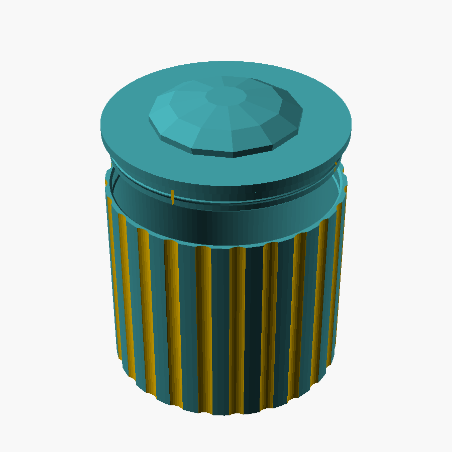 Q-tip Cup — Fluted Cylinder with Snap-Fit Lid