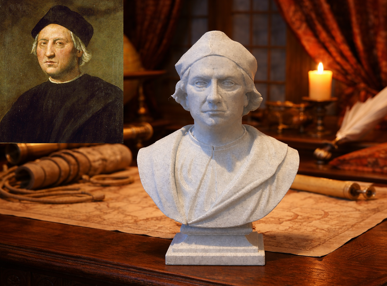 Christophe Colomb — Cristoforo Colombo — Cristoffa Combo Bust
