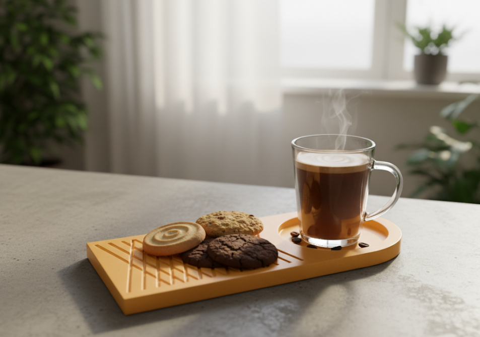 tray of biscuits and milk