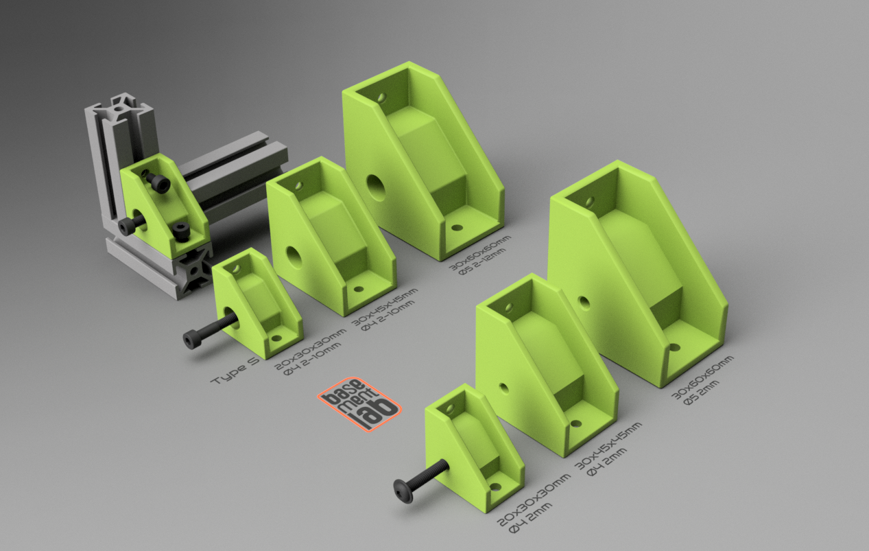 Corner Bracket 3 Axis - 20 / 30 / 40mm - Staffa angolare 3 assi rinforzata