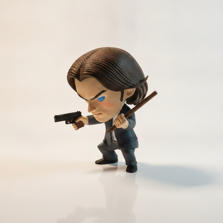 Chibi John Wick In Tactical Suit With Pencil Figurine 3D Printable