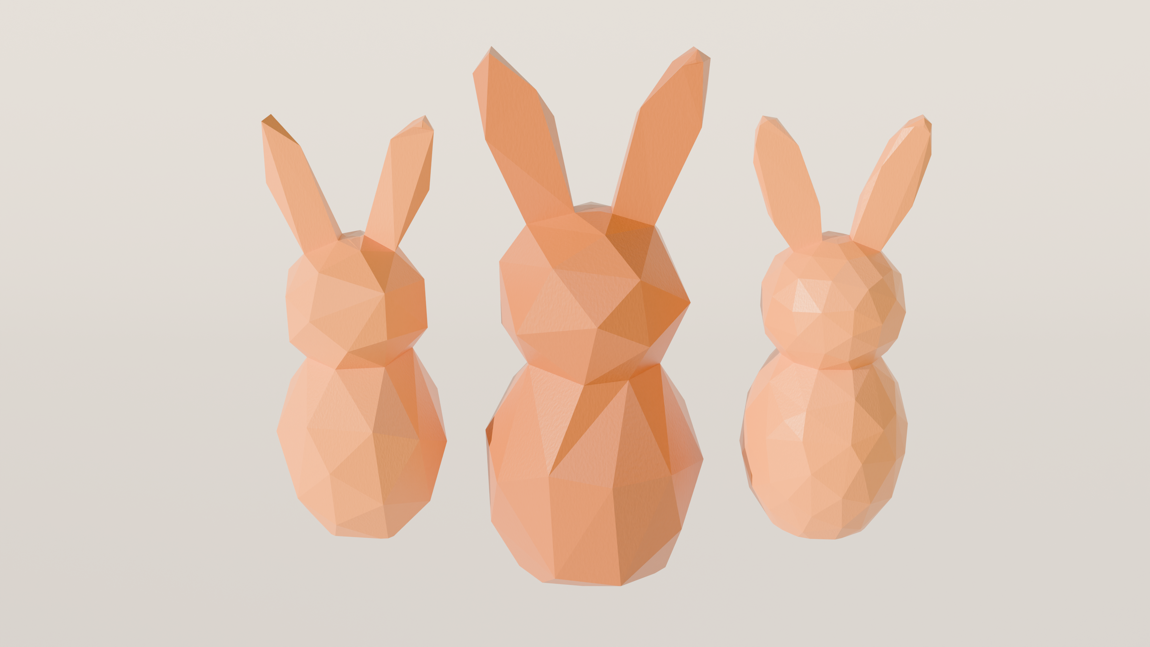 Low Poly Minimalist Easter Bunnies (3 Variants)