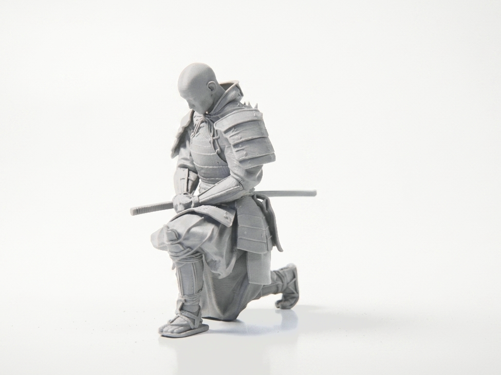 Samurai Warrior Kneeling Figurine Fantasy 3D Printable