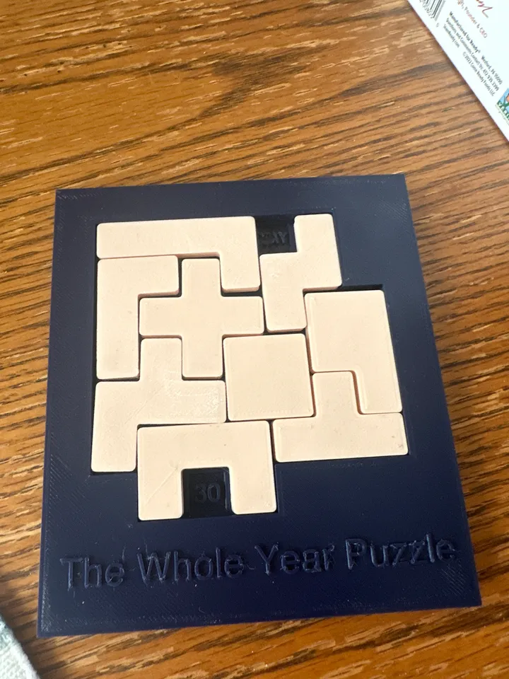 Whole year puzzle by dallin clarke download free stl model