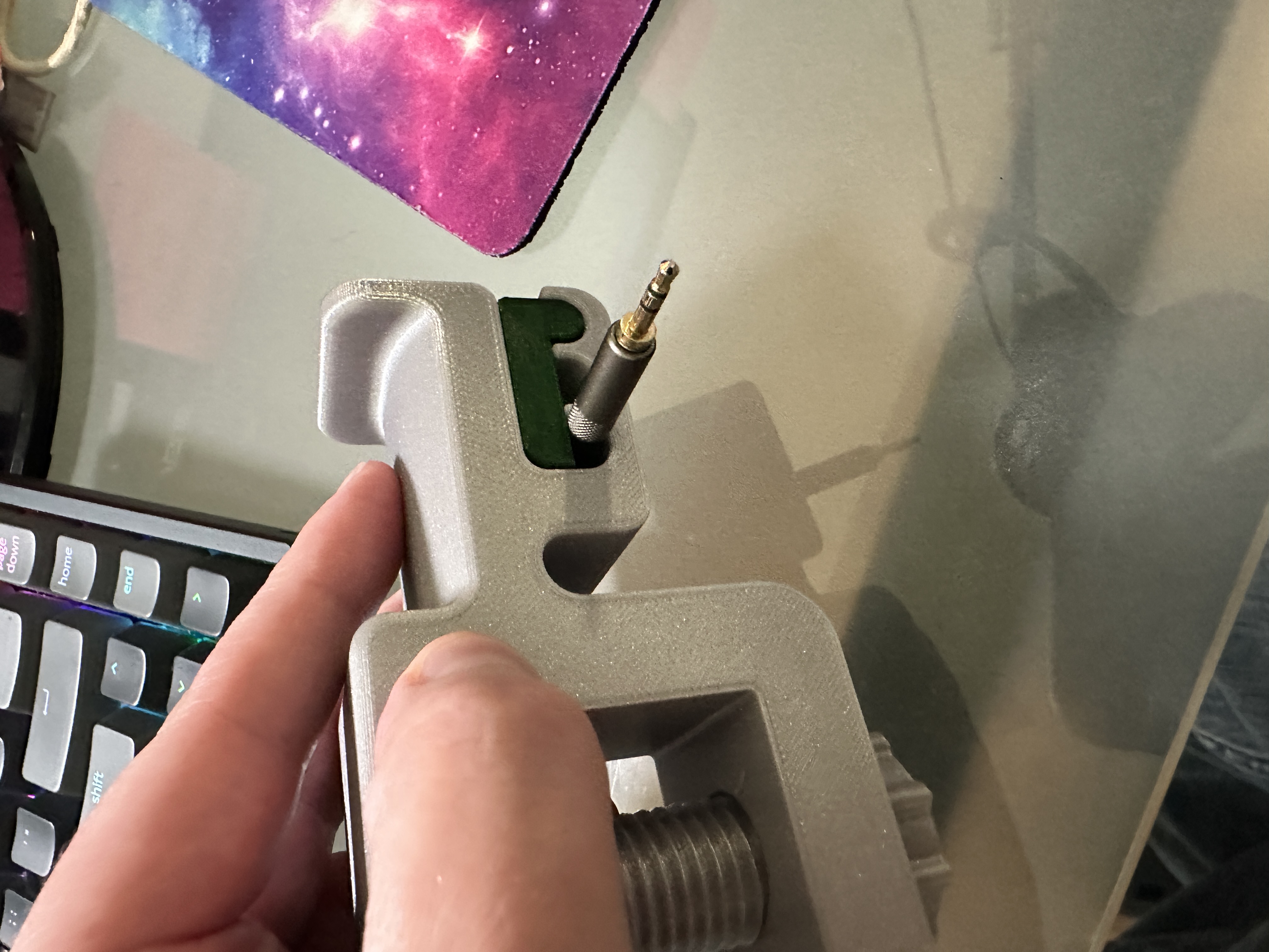 Desk Mount Headphone Holder Cable Lock Block