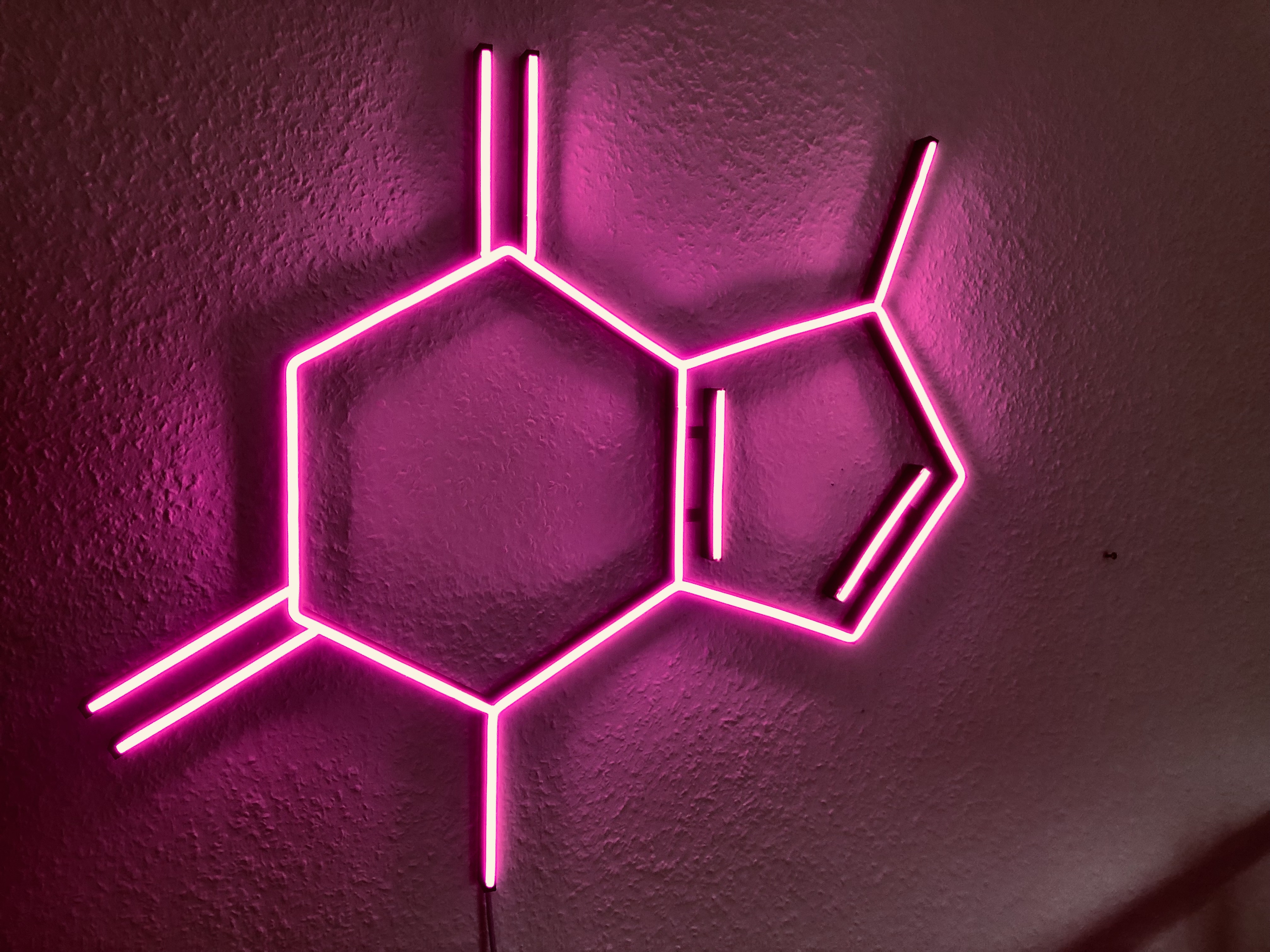 Structural formula theobromine as LED neon light
