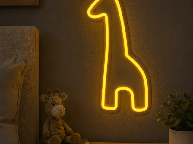 Giraffe Neon Sign 3D STL | LED Wall Art