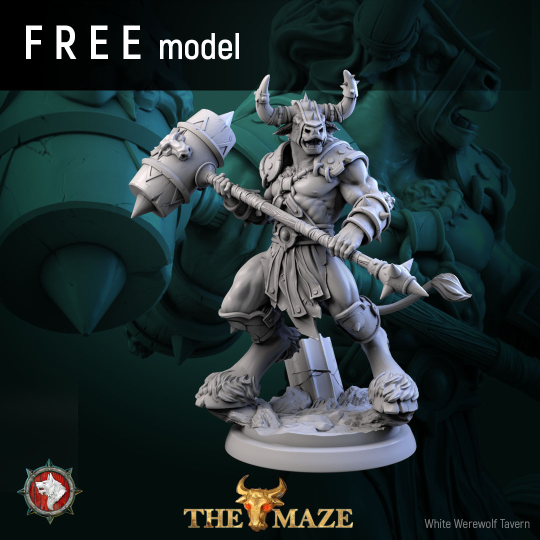 Beastman Charger V4 FREE STL miniature 32mm pre-supported