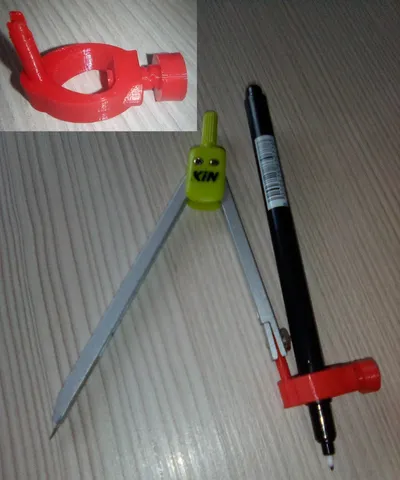 Marker compass adapter: pen clamp