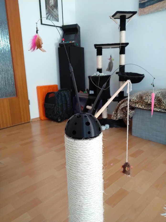 Cat scratch post top toy holder by Gecko089 Download free STL model