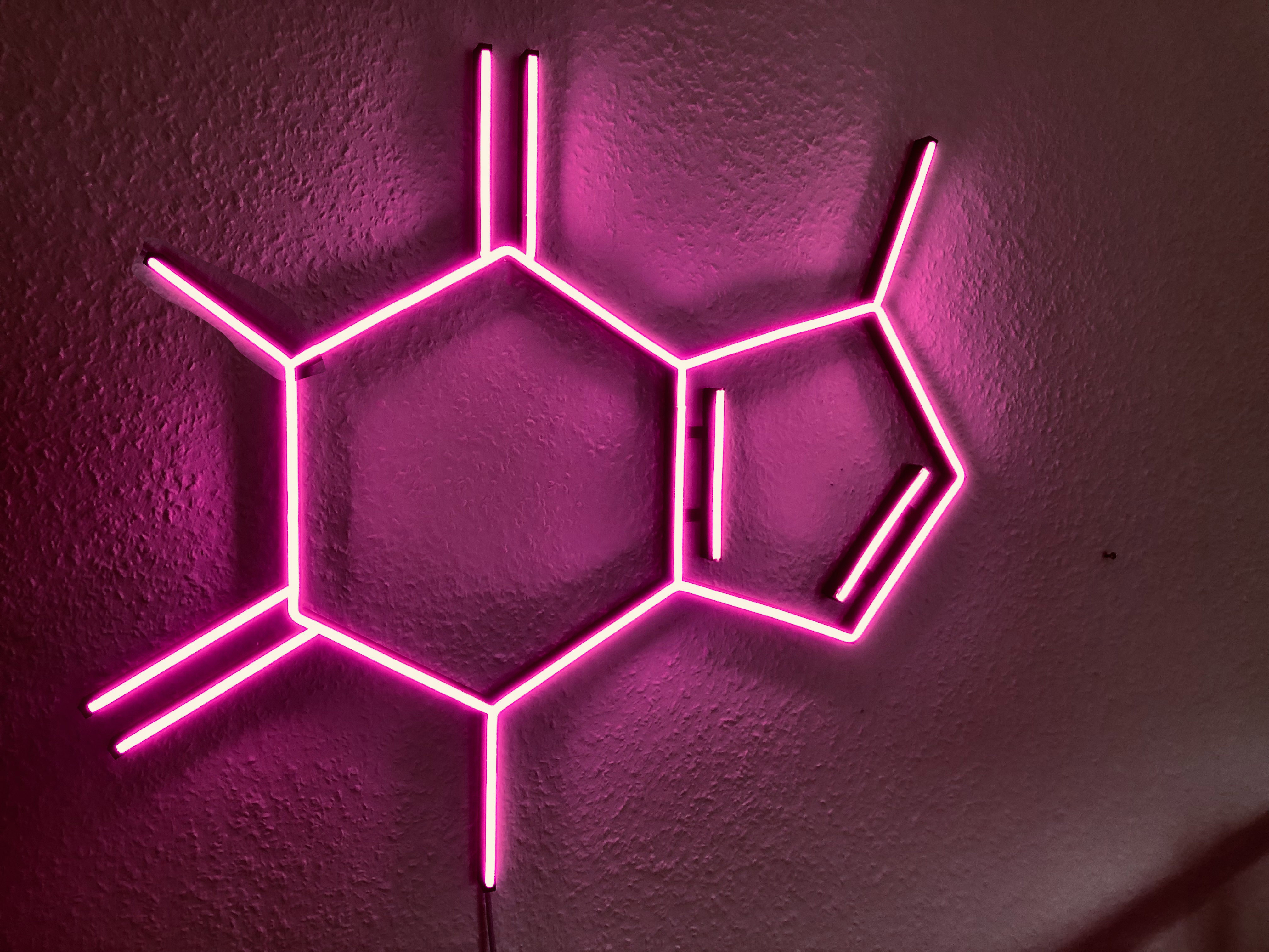Structural formula caffeine as LED neon light