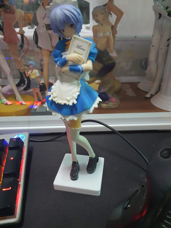 Figurine base: Ayanami Rei in maid outfit holding a menu