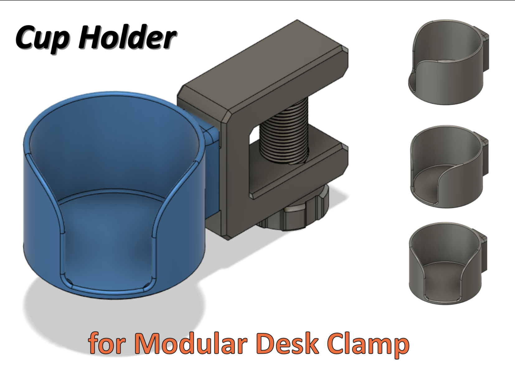 Cup Holder for Modular Desk Clamp 3D model thumbnail