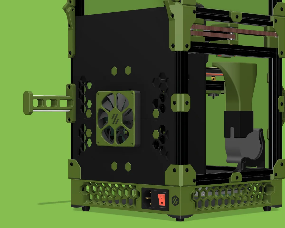 Voron V0.2 Lower Rear Panel with 8010 MCU fan by thrutheframe