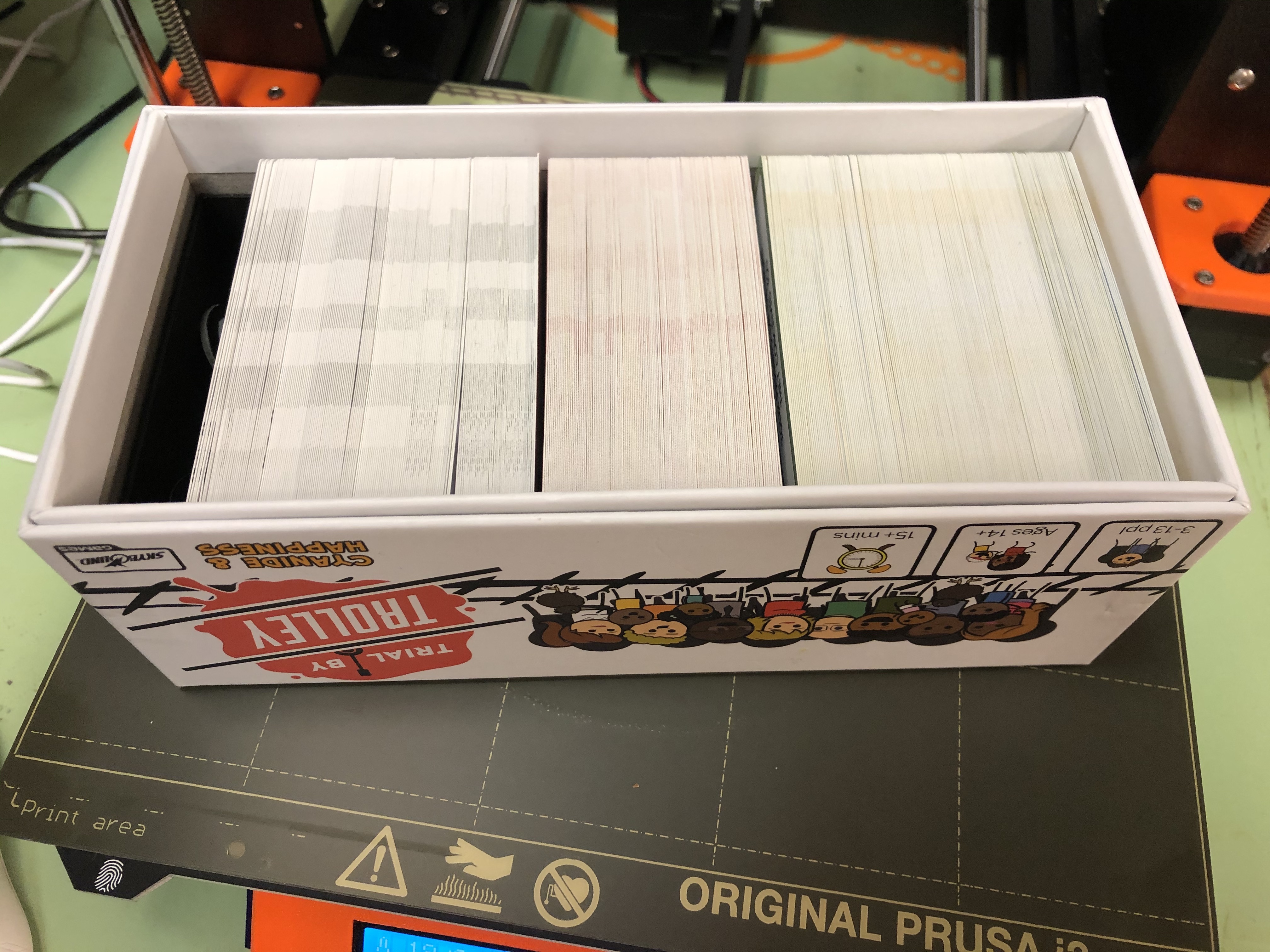 Trial by Trolley card game box organizer