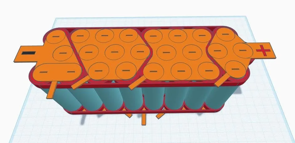 6S4P honeycomb 21700 3 row design 22.2V battery by DIY500AMP.COM