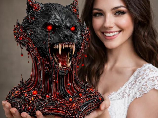 Demonic Wolf Head Bust with Glowing Eyes – Dark Fantasy Sculpture STL