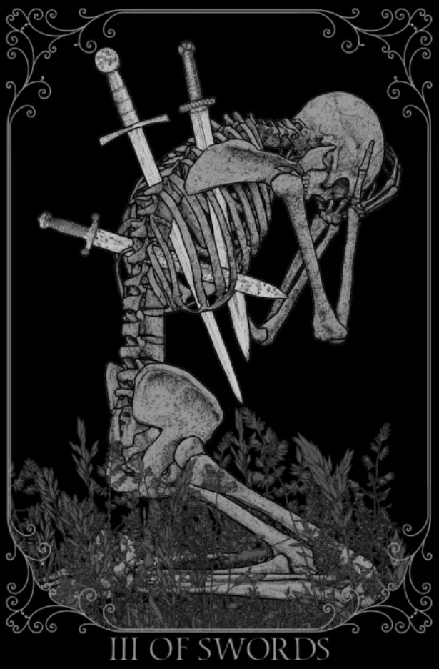 III of swords tarot card hueforge