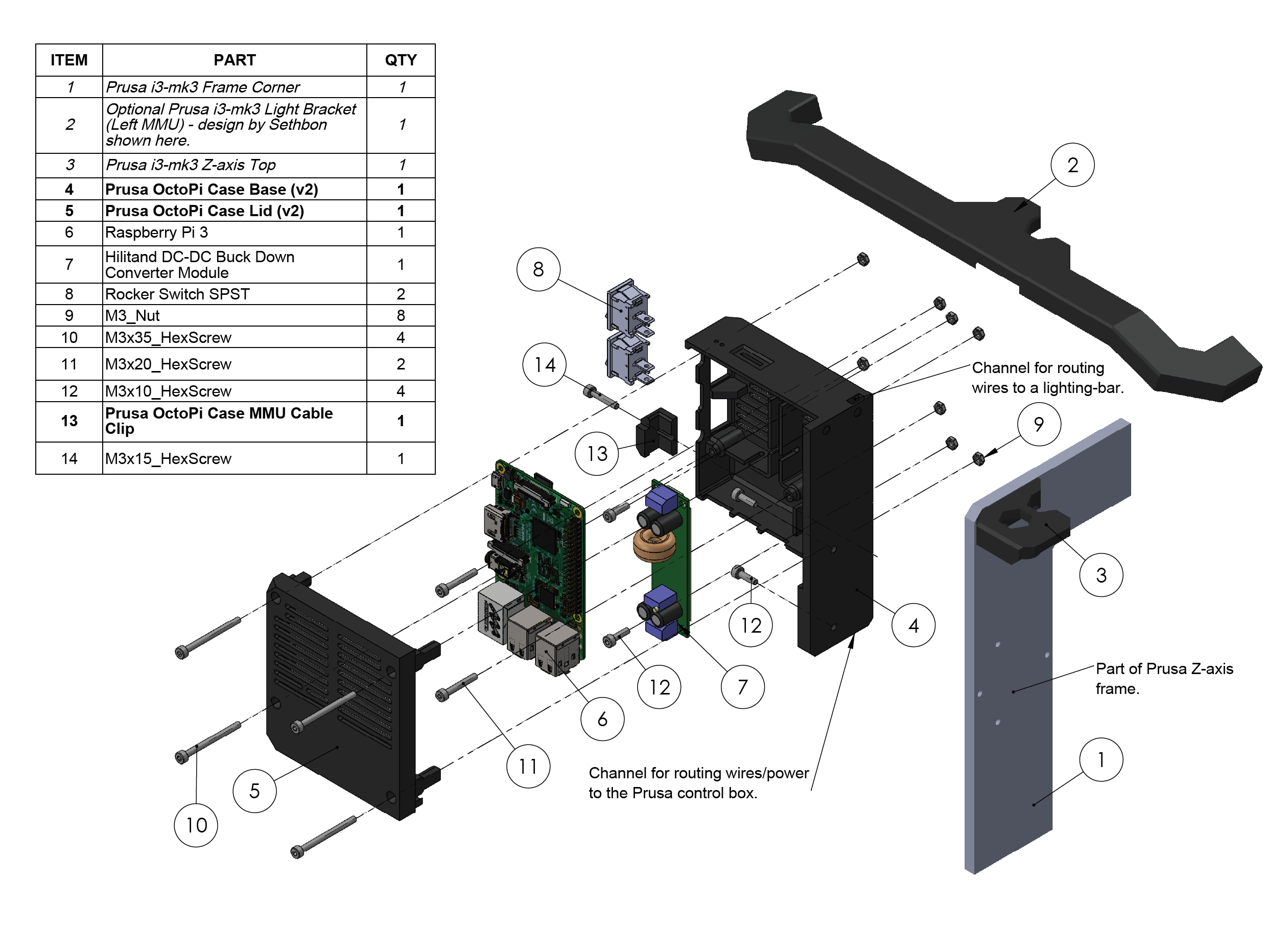 Prusa i3 MK3s Raspberry Pi Case with integrated 5V power supply von ...