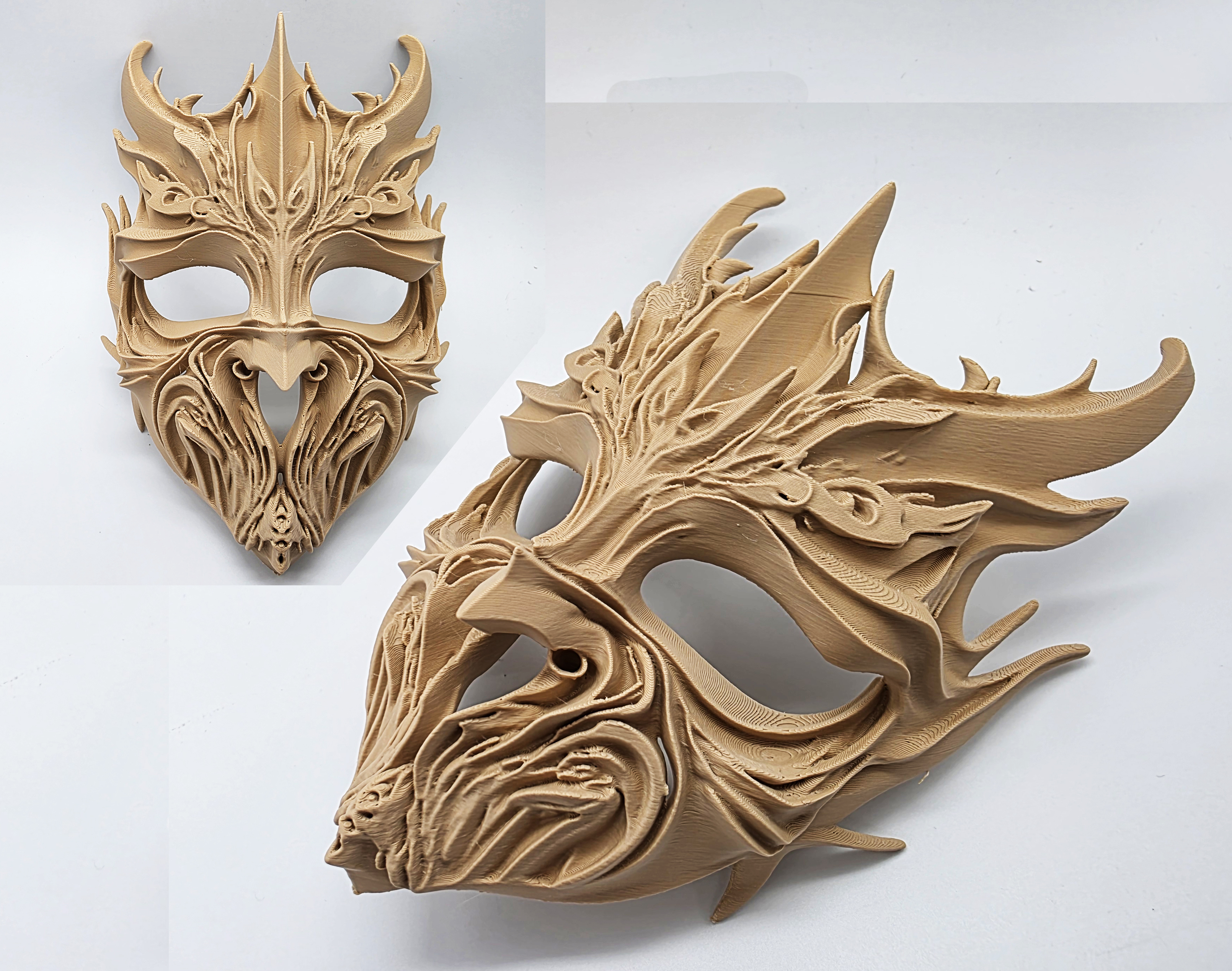 Wood-Carved Dark Ritual Mask 3D model thumbnail