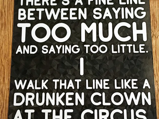 Funny Sign - "Theres a fine line between saying too much and..." dual colour design